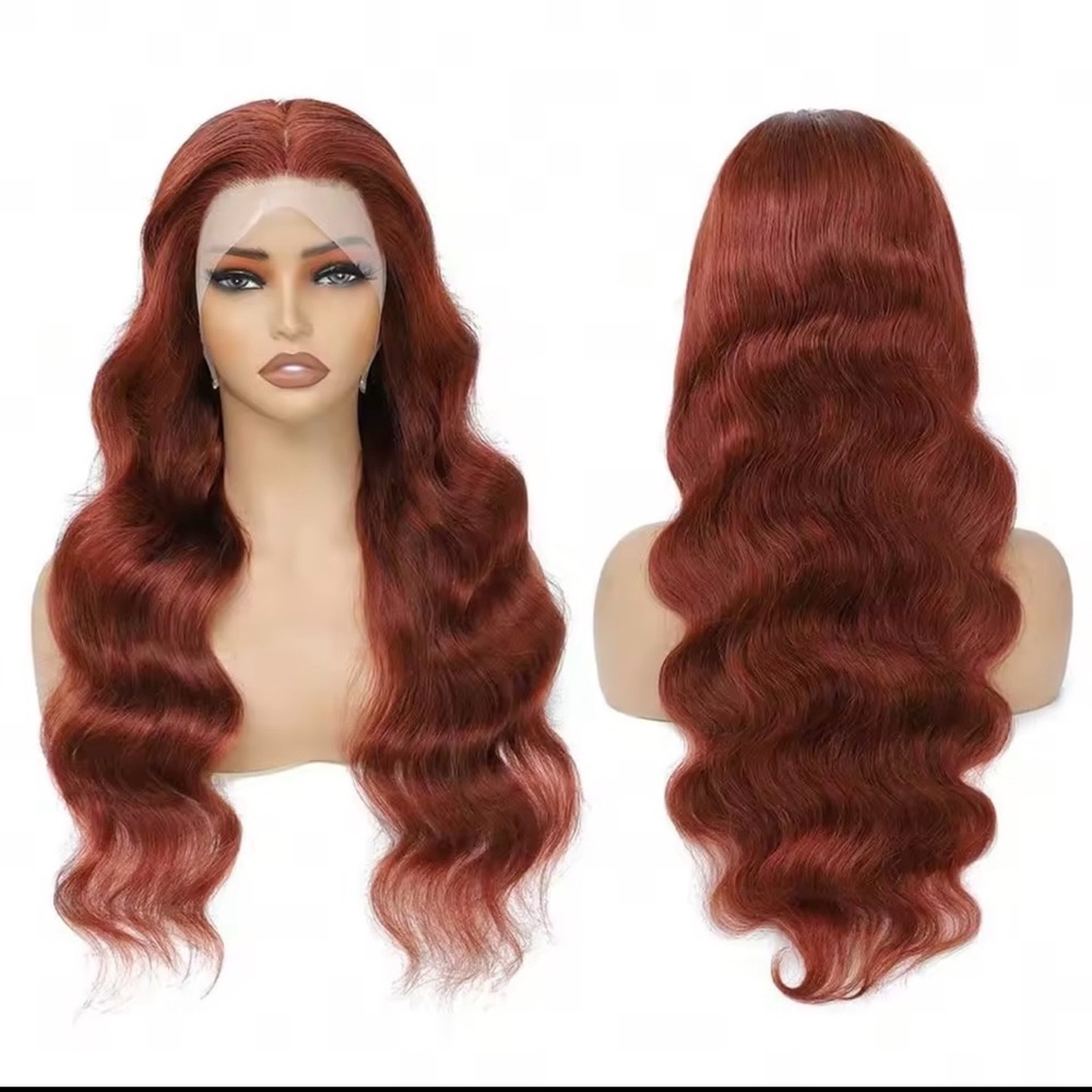 200% Density Reddish Brown Body Wave Lace Frontal Human Hair Wigs